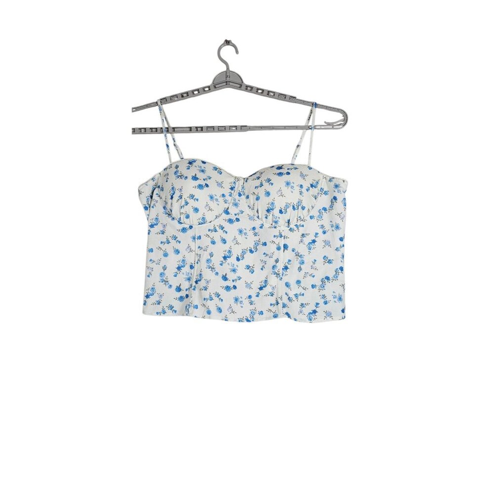 Fashion Nova 4 Ever Floral Corset Top Size 3XL Off-White Blue New With Tags
